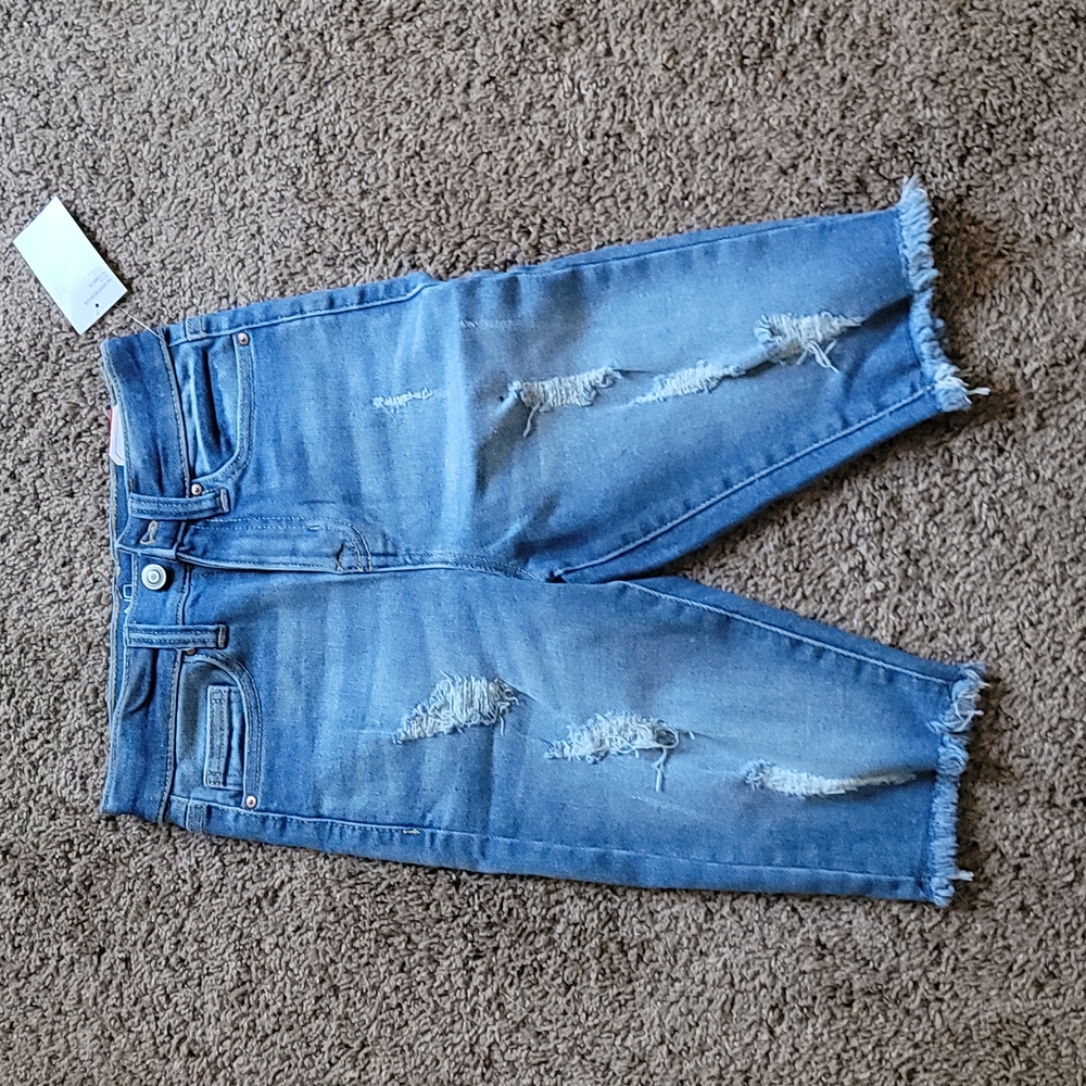 Jr Girls NOBO Biker Bermuda Distressed Jean Shorts